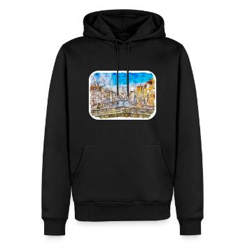 Belgien Wahrzeichen Aquarell Skizze Farbe Zeichnung - Männer Premium Bio Hoodie - Schwarz - Vorne - Nico (187cm)