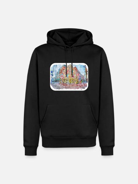 Dublin Irlande Royaume-Uni Aquarelle Sketch Illustration - Sweat à capuche Premium bio Homme - noir