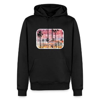 californie, usa, aquarelle, croquis, illustration - Sweat à capuche Premium bio Homme - noir - Devant - Nico (187cm)