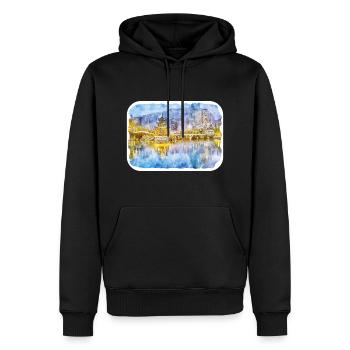 China-Aquarell-Skizzen-handgezeichnete Illustration - Männer Premium Bio Hoodie - Schwarz - Vorne - Nico (187cm)