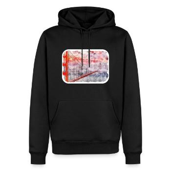San Francisco Usa Watercolor Sketch Illustration - Men’s Premium Organic Hoodie - black - Front - Nico (187cm)