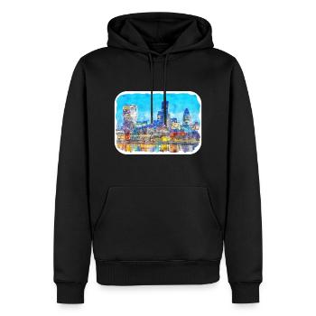 Uk Landmark Watercolor Sketch Painting Illustratio - Men’s Premium Organic Hoodie - black - Front - Nico (187cm)
