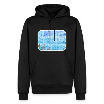 Moscou Russie Aquarelle Esquisse Dessinée Peinture - Sweat à capuche Premium bio Homme - noir - Devant - Nico (187cm)