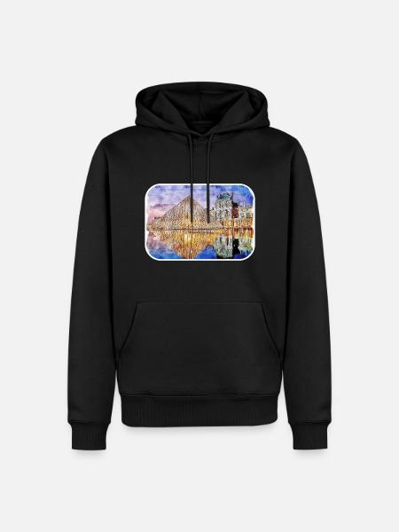 Frankreich Aquarell Handgezeichnete Skizze Illustration - Männer Premium Bio Hoodie - Schwarz