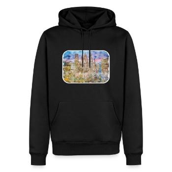 Barcelona Spanien Aquarellskizze Gezeichnete Zeichnung - Männer Premium Bio Hoodie - Schwarz - Vorne - Nico (187cm)