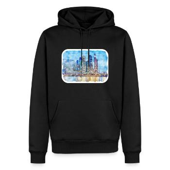 Moscou Russie Aquarelle Esquisse Dessinée Peinture - Sweat à capuche Premium bio Homme - noir - Devant - Nico (187cm)