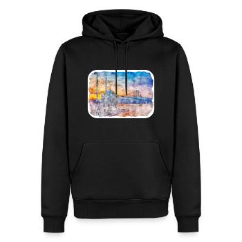 Dinde Aquarelle Esquisse Dessinée à la main Illustration - Sweat à capuche Premium bio Homme - noir - Devant - Nico (187cm)