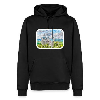 Allemagne Aquarelle Esquisse Dessinée à la main Illustration - Sweat à capuche Premium bio Homme - noir - Devant - Nico (187cm)