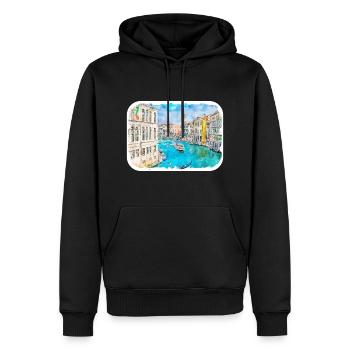 Venedig Italien Aquarellskizze - Männer Premium Bio Hoodie - Schwarz - Vorne - Nico (187cm)