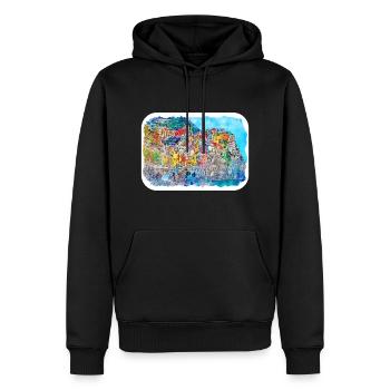 Rio de Janeiro Brésil Aquarelle Dessin - Sweat à capuche Premium bio Homme - noir - Devant - Nico (187cm)