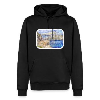 Norvège Aquarelle Esquisse Dessinée à la main Illustration - Sweat à capuche Premium bio Homme - noir - Devant - Nico (187cm)