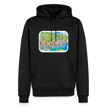 Sorrente Italie Aquarelle Esquisse Dessinée Peinture - Sweat à capuche Premium bio Homme - noir - Devant - Nico (187cm)
