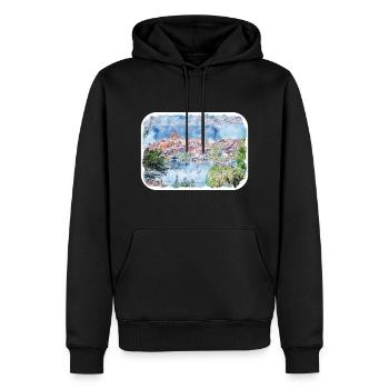 Autriche Aquarelle Esquisse Dessinée à la main Illustration - Sweat à capuche Premium bio Homme - noir - Devant - Nico (187cm)