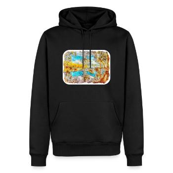 Dinde Aquarelle Esquisse Dessinée à la main Illustration - Sweat à capuche Premium bio Homme - noir - Devant - Nico (187cm)