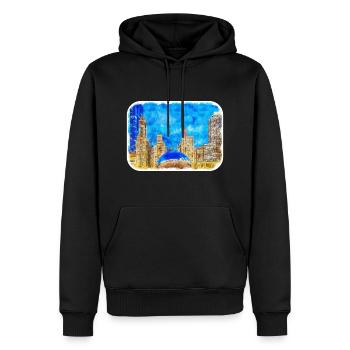 Chicago USA Aquarell Skizze gezeichnete Illustration - Männer Premium Bio Hoodie - Schwarz - Vorne - Nico (187cm)