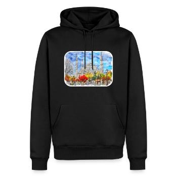 Dinde Aquarelle Esquisse Dessinée à la main Illustration - Sweat à capuche Premium bio Homme - noir - Devant - Nico (187cm)