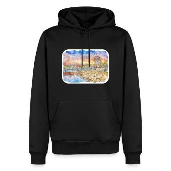 Bulgaria Landmark Aquarelle Sketch Illustration - Sweat à capuche Premium bio Homme - noir - Devant - Nico (187cm)