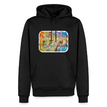 Copenhague Danemark Aquarelle Sketch Illustration - Sweat à capuche Premium bio Homme - noir - Devant - Nico (187cm)