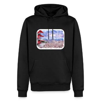 Japan Aquarellskizze Handgezeichnete Illustration - Männer Premium Bio Hoodie - Schwarz - Vorne - Nico (187cm)