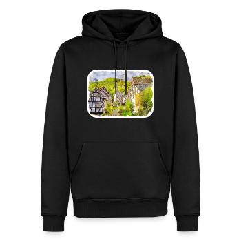 Allemagne Aquarelle Esquisse Dessinée à la main Illustration - Sweat à capuche Premium bio Homme - noir - Devant - Nico (187cm)