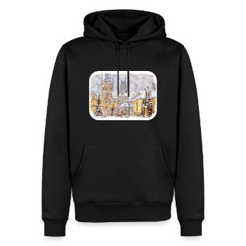 Prag Tschechien Aquarell Skizze Zeichnung - Männer Premium Bio Hoodie - Schwarz - Vorne - Nico (187cm)
