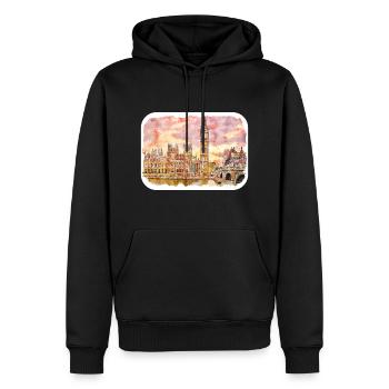 Londres UK Aquarelle Esquisse Dessinée à la Main Peinture - Sweat à capuche Premium bio Homme - noir - Devant - Nico (187cm)