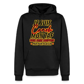 Coach Mon Taf Vous Faire Souffrir Humour Sportif - Sweat à capuche Premium bio Homme - noir - Devant - Nico (187cm)