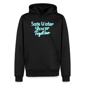 save water shower together - Männer Premium Bio Hoodie - Schwarz - Vorne - Nico (187cm)