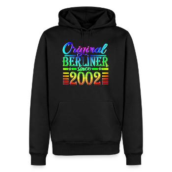 berliner original since 2002 bunt Regenbogen - Männer Premium Bio Hoodie - Schwarz - Vorne - Nico (187cm)