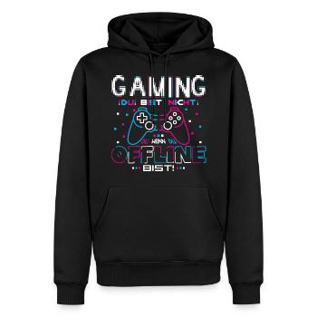 Gaming Du bist nicht Du Offline - Männer Premium Bio Hoodie - Schwarz - Vorne - Nico (187cm)