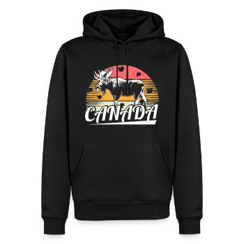 Nation du wapiti du Canada - Sweat à capuche Premium bio Homme - noir - Devant - Nico (187cm)