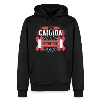 Origine de la feuille d’érable du Canada - Sweat à capuche Premium bio Homme - noir - Devant - Nico (187cm)