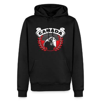 Cadeau du drapeau de la feuille d’érable du Canada - Sweat à capuche Premium bio Homme - noir - Devant - Nico (187cm)