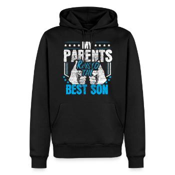 Sohn Familie Junge Geschenkidee - Männer Premium Bio Hoodie - Schwarz - Vorne - Nico (187cm)