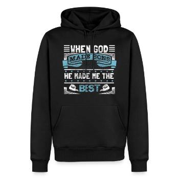 Bester Sohn Vater Geschenk - Männer Premium Bio Hoodie - Schwarz - Vorne - Nico (187cm)