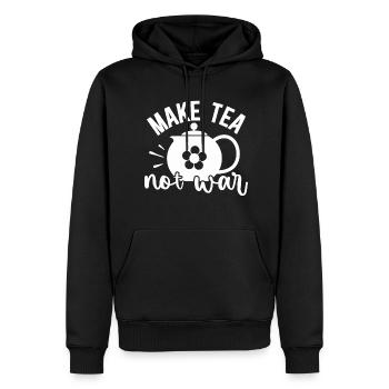 make tea not war - Männer Premium Bio Hoodie - Schwarz - Vorne - Nico (187cm)