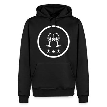 Verres à vin - Sweat à capuche Premium bio Homme - noir - Devant - Nico (187cm)