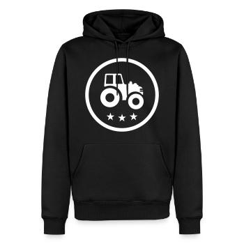Traktor Symbol - Männer Premium Bio Hoodie - Schwarz - Vorne - Nico (187cm)