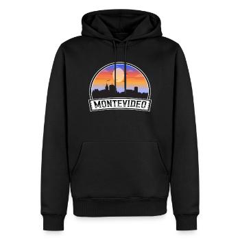 Montevideo Uruguay Skyline Vintage Sunset Travel S - Männer Premium Bio Hoodie - Schwarz - Vorne - Nico (187cm)