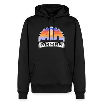 Amman Jordanie Skyline Vintage Sunset Travel Souveni - Sweat à capuche Premium bio Homme - noir - Devant - Nico (187cm)
