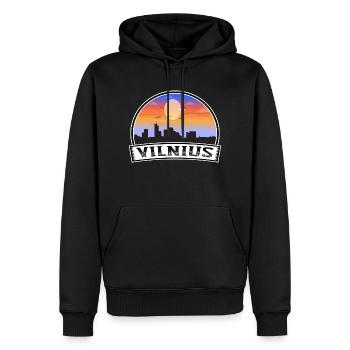 Vilnius Litauen Skyline Vintage Sonnenuntergang Reisen So - Männer Premium Bio Hoodie - Schwarz - Vorne - Nico (187cm)