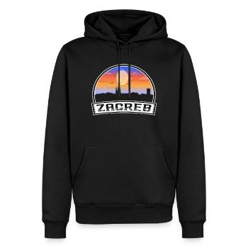 Zagreb Croatie Skyline Vintage Sunset Travel Souve - Sweat à capuche Premium bio Homme - noir - Devant - Nico (187cm)