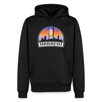 Karachi Pakistan Skyline Vintage Sunset Travel Sou - Sweat à capuche Premium bio Homme - noir - Devant - Nico (187cm)