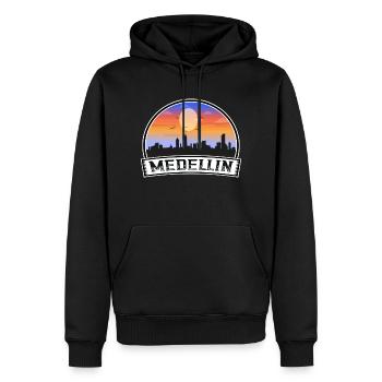 Medellin Kolumbien Skyline Vintage Sonnenuntergang Reisen So - Männer Premium Bio Hoodie - Schwarz - Vorne - Nico (187cm)