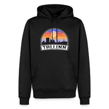 Tallinn Estland Skyline Vintage Sonnenuntergang Reise Souv - Männer Premium Bio Hoodie - Schwarz - Vorne - Nico (187cm)