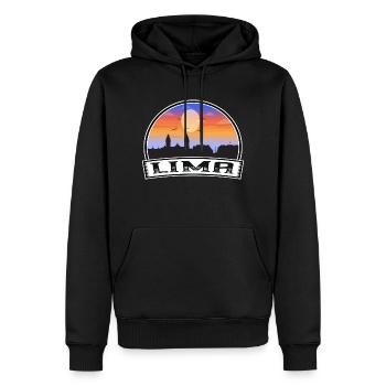 Lima Peru Skyline Vintage Sonnenuntergang Reise Souvenir - Männer Premium Bio Hoodie - Schwarz - Vorne - Nico (187cm)
