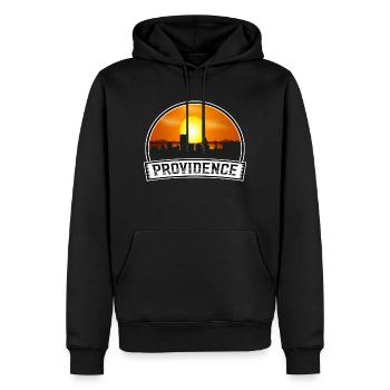 Providence Rhode Island États-Unis Skyline Vintage Coucher de soleil - Sweat à capuche Premium bio Homme - noir - Devant - Nico (187cm)