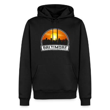 Baltimore Maryland États-Unis Skyline Vintage Sunset - Sweat à capuche Premium bio Homme - noir - Devant - Nico (187cm)