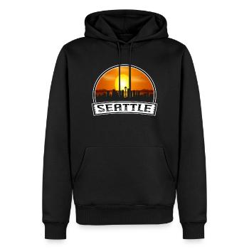 Seattle Washington Usa Skyline Vintage Sunset Trav - Männer Premium Bio Hoodie - Schwarz - Vorne - Nico (187cm)