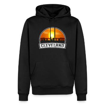 Cleveland Ohio Usa Skyline Vintage Sunset Travel S - Men’s Premium Organic Hoodie - black - Front - Nico (187cm)